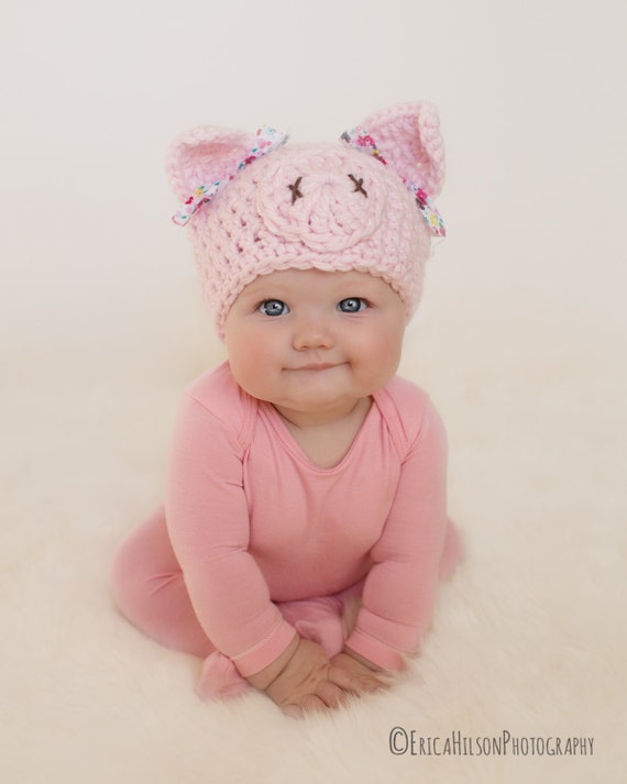 pig hat newborn hat newborn girl hat crochet by ...