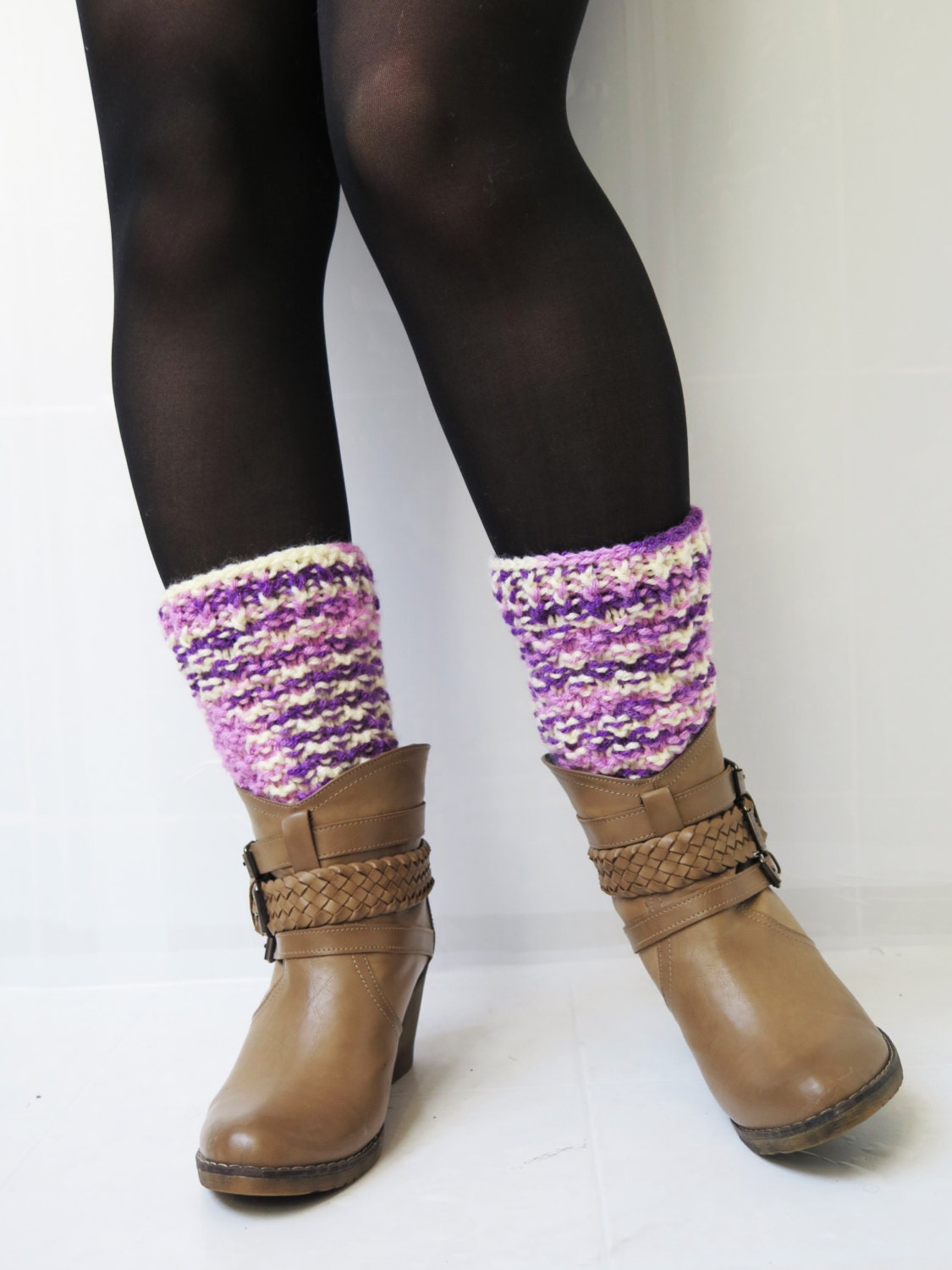 Women's Boot Cuffs in purple Knitted Boot Cuffs by EmofoFashion