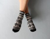Boot Socks Women Socks Ankle Socks Snowflakes Printed Socks Ladies Socks
