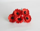 50 pcs - Red Poppy paper flowers - Wholesale pack