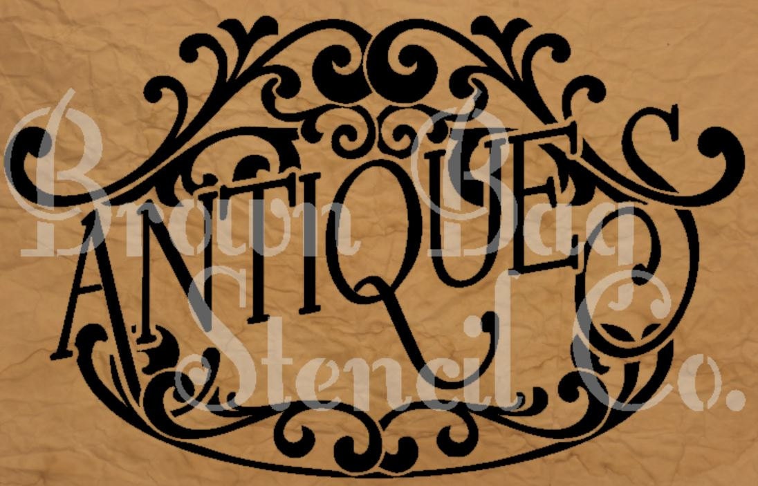 French Stencil Ornate ANTIQUES Stencil 7.5x12 Vintage