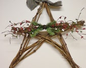 Star Grapevine Wreath, Country Christmas Wall Accent