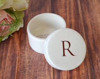 Unique Bridesmaid Gift or Sister in Law Gift - Round Ceramic Keepsake Box - With Gift Box