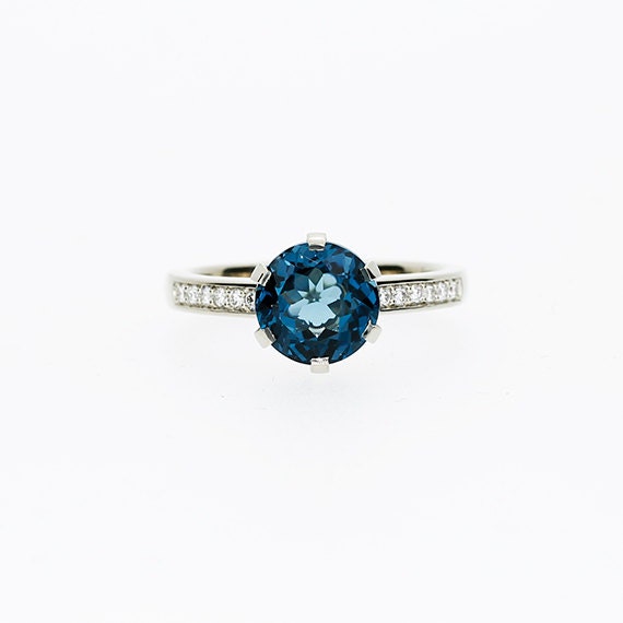 2.50ct London blue topaz ring Diamond White by TorkkeliJewellery