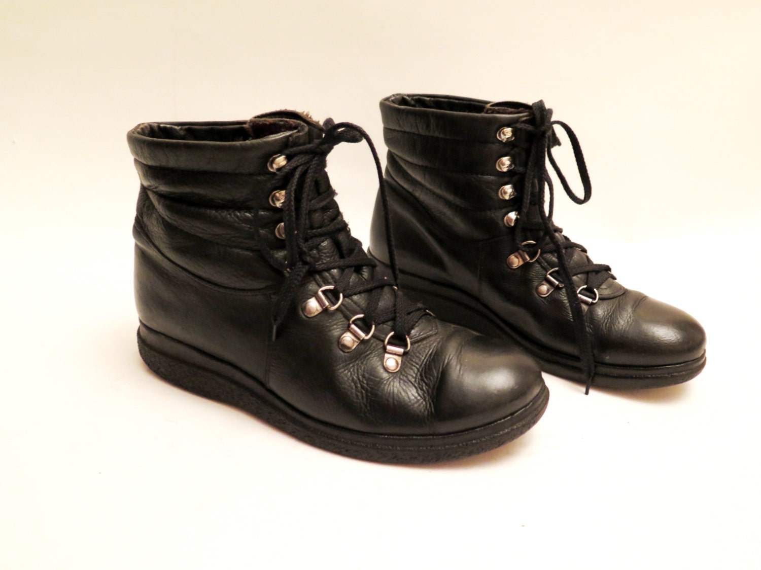 RESERVED Vintage Black Leather Hiking Ankle Boots Isko Size