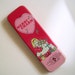 Pink Tin Pencil Box Girly Pencil Case Merry Charm Valentine's Gift 1980s School Supply Violin Player Daydreaming