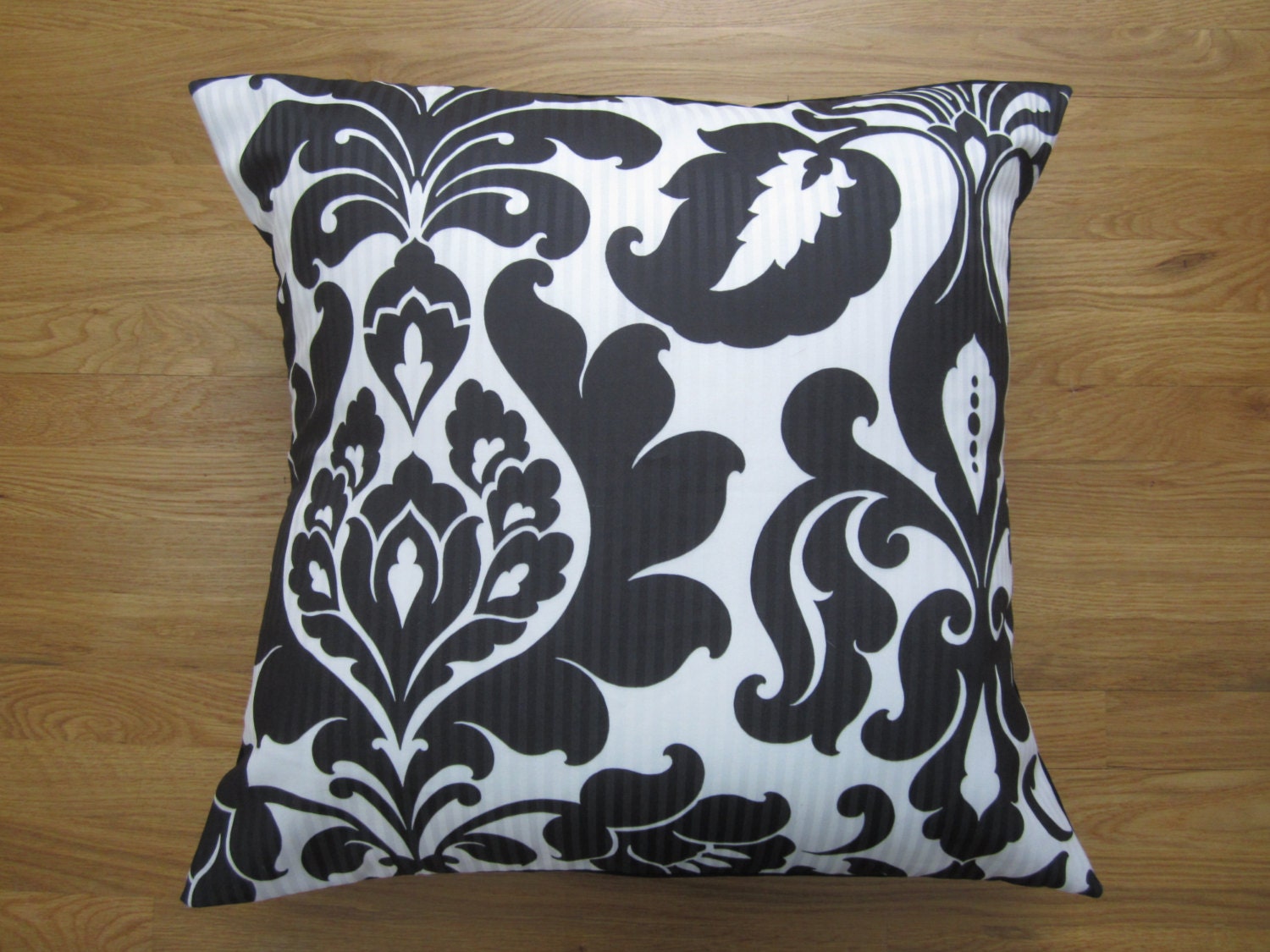 Black White Floor Pillow Modern Damask Pillow Cover 24x24
