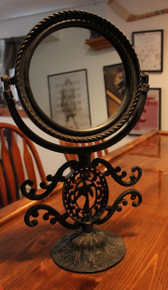 Antique Cast Iron Victorian Mirror with Palm by brooksandthurman