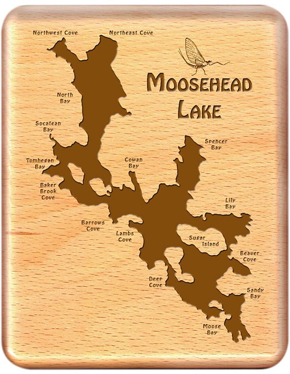 Fly Box MOOSEHEAD LAKE River Map Fly Fishing Maine