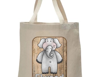 Personalized Natural Canvas Tote Ba g Giraffe Cow Elephant Giraffe ...