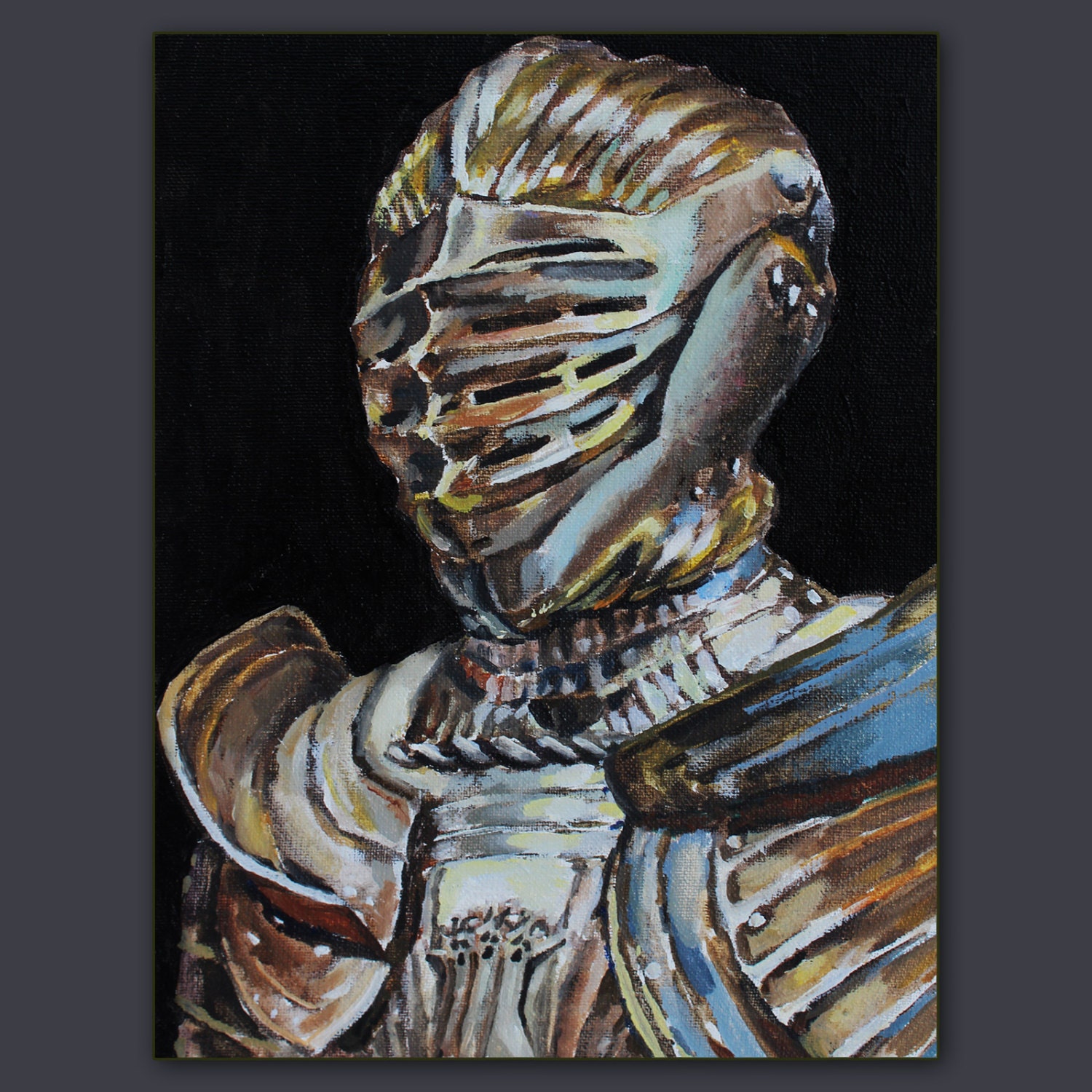 Knight Armor original oil painting Shining metal by KissEveStudio