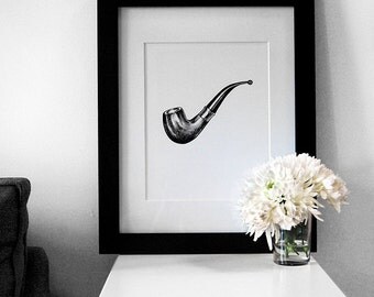 Fashion Illustration: Men's Tobacco Smoking Pipe Art Print (Charcoal + Mixed Media)