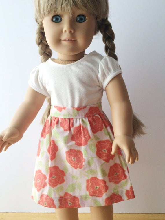 American Girl 18" Doll Clothes Coral Garden Rose Skirt