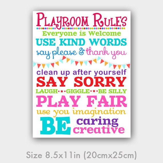 PlayRoom Rules for Daycare and Kindergarten by LoveDecorStudio