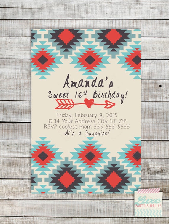 Tribal Aztec Birthday Invitation Printable by LuxePartySupply