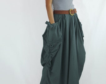 Women Dark Gray Long Skirt - SK004