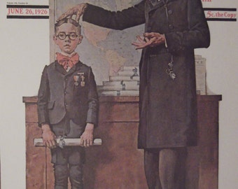 FIRST In HIS CLASS Norman Rockwell Reproduction Print Christmas Present Gift 1923 The Saturday Evening Post Bookplate Ready To Frame