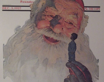 CHRISTMAS 1927 By Norman Rockwell Reproduction Print Santa Claus Christmas Present 1927 The Saturday Evening Post Bookplate Ready To Frame