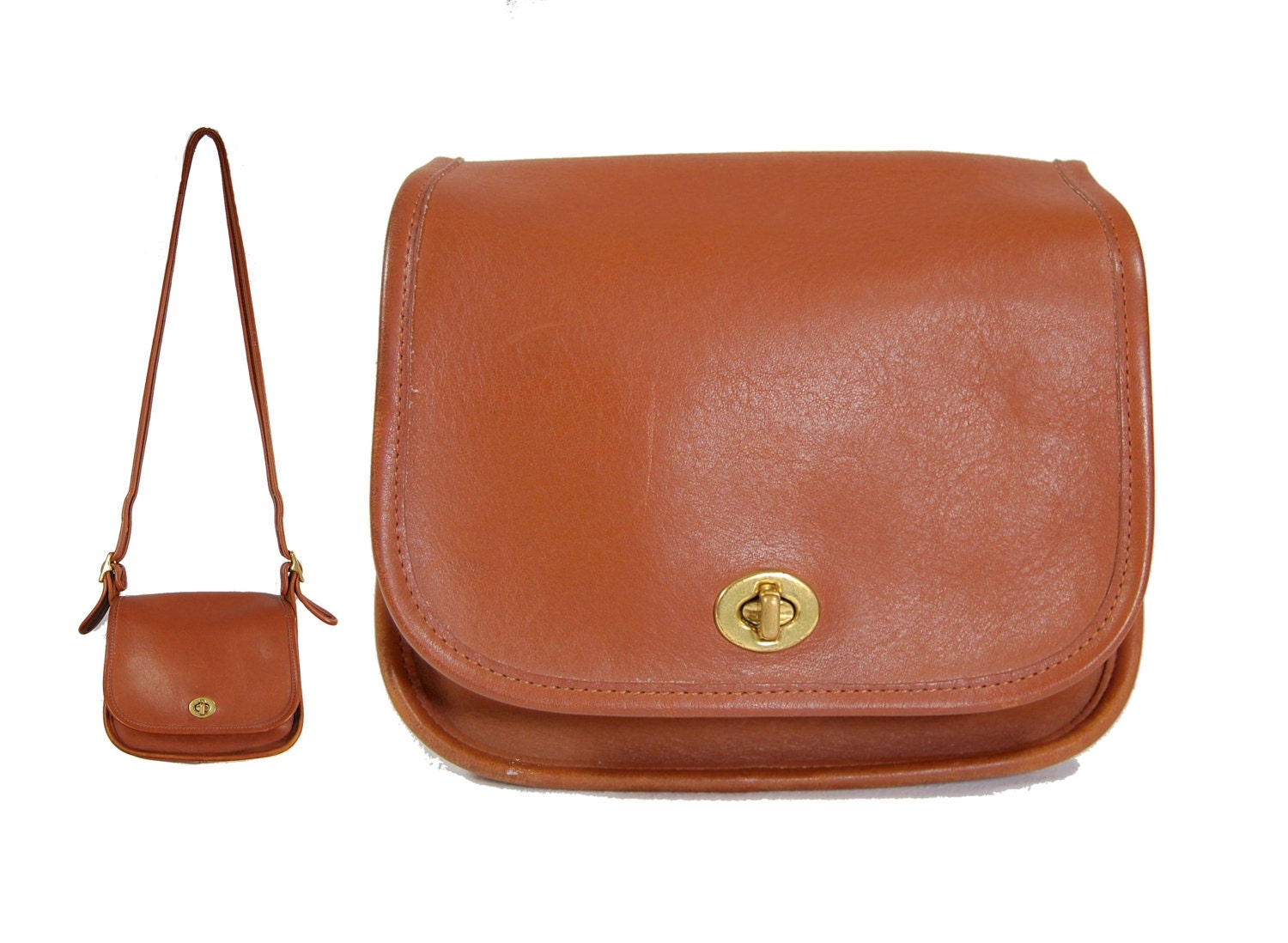 Brown COACH Saddle Bag // Mini Coach Purse// Brown Leather