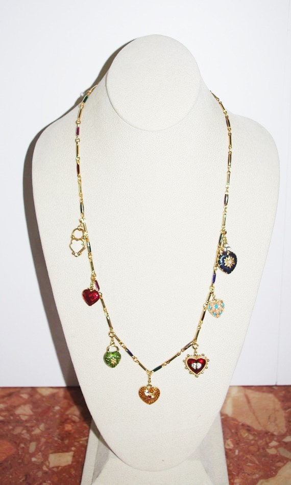 Joan Rivers Gold Tone Heart Charm Necklace by SCLadyDiJewelry