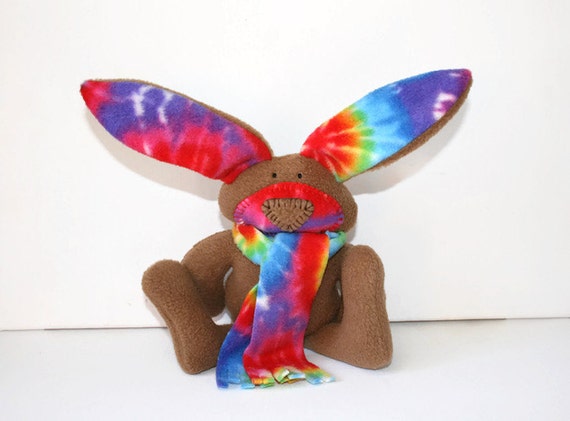 stuffed rainbow bunny