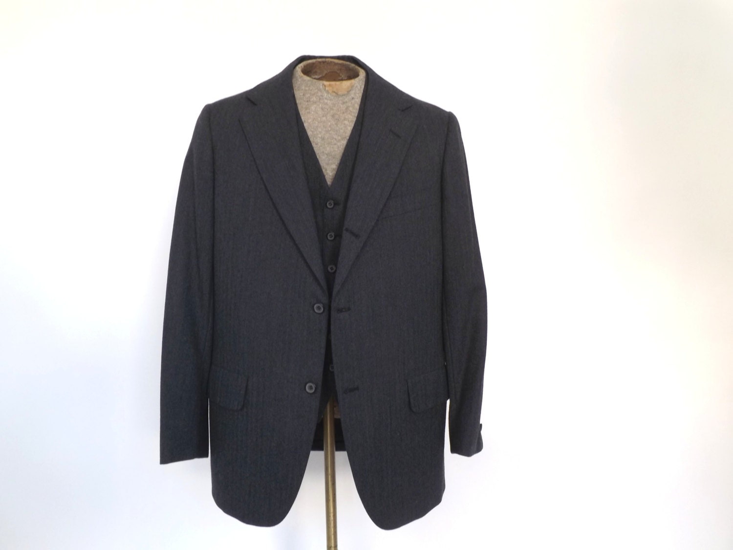 Vintage Men's Two Piece Suit Charcoal Gray Sport Coat