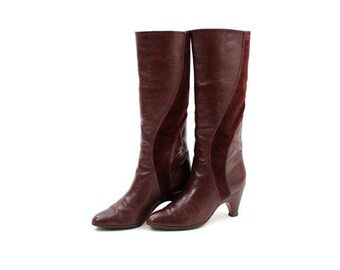 tall leather boots • oxblood leather boots • burgundy suede boots • Italian leather boots 5