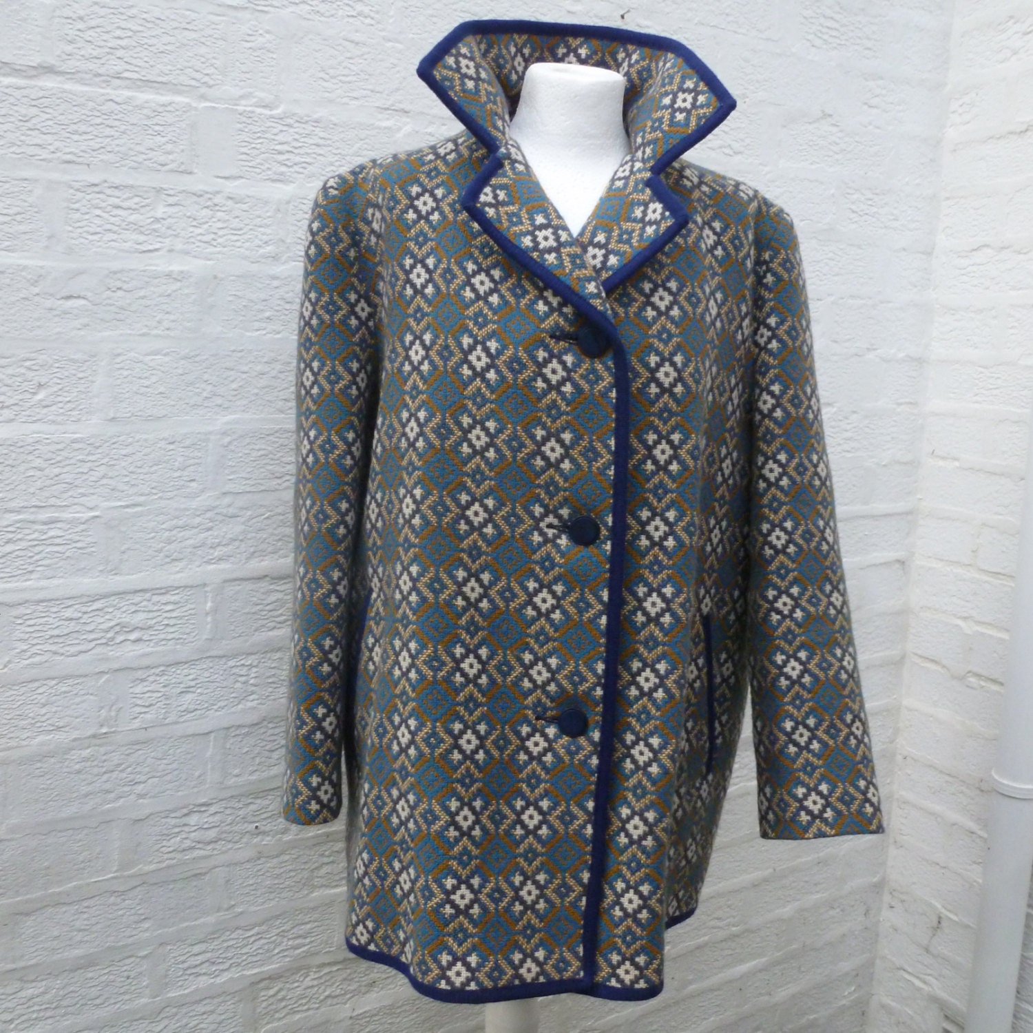 Coat 60s welsh tapestry clothing 60s womens wool by Regathered