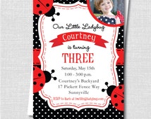 Popular items for ladybug photo invite on Etsy