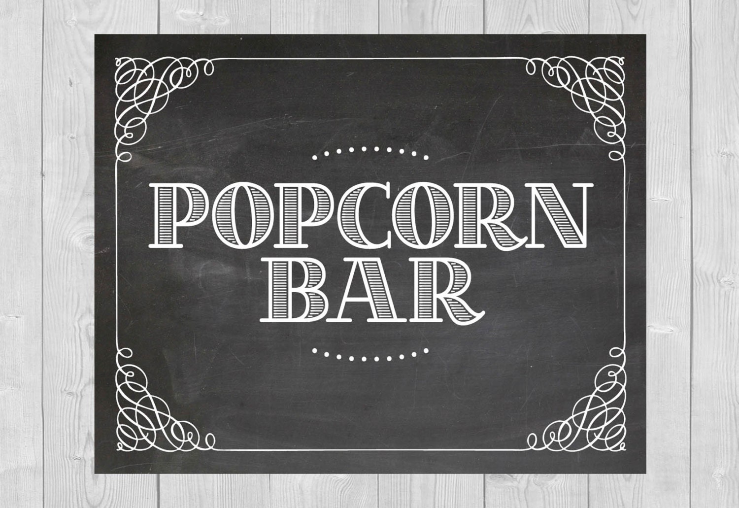 Printable Popcorn Bar Chalkboard Wedding Sign 8x10 5x7