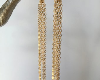 Tassel Earrings, Gold Chain Earrings, Long Gold Earrings, Simple Gold Earrings, Drop Earrings