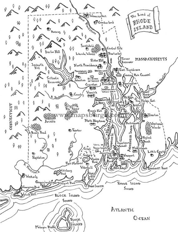 Fantasy map of Rhode Island