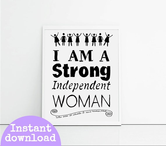 Items similar to Hand Lettered Funny Quotes - Strong Independent Woman ...