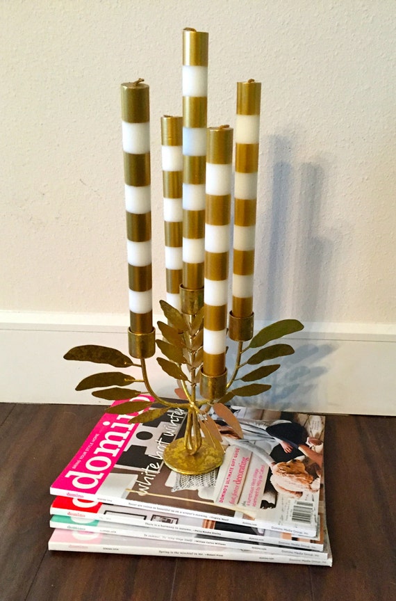 metallic striped taper candles ROSE GOLD only