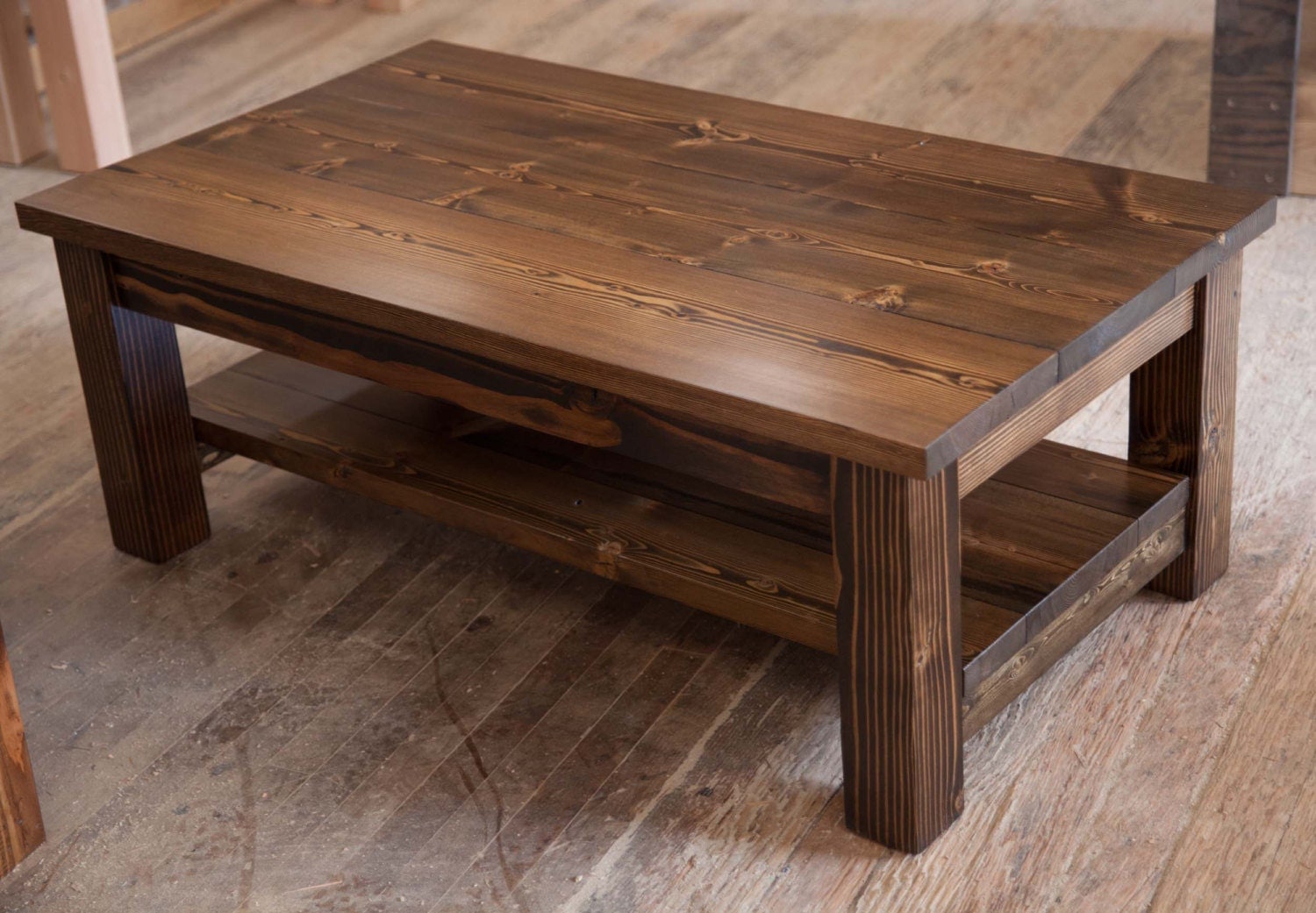 rustic wooden coffee table living room