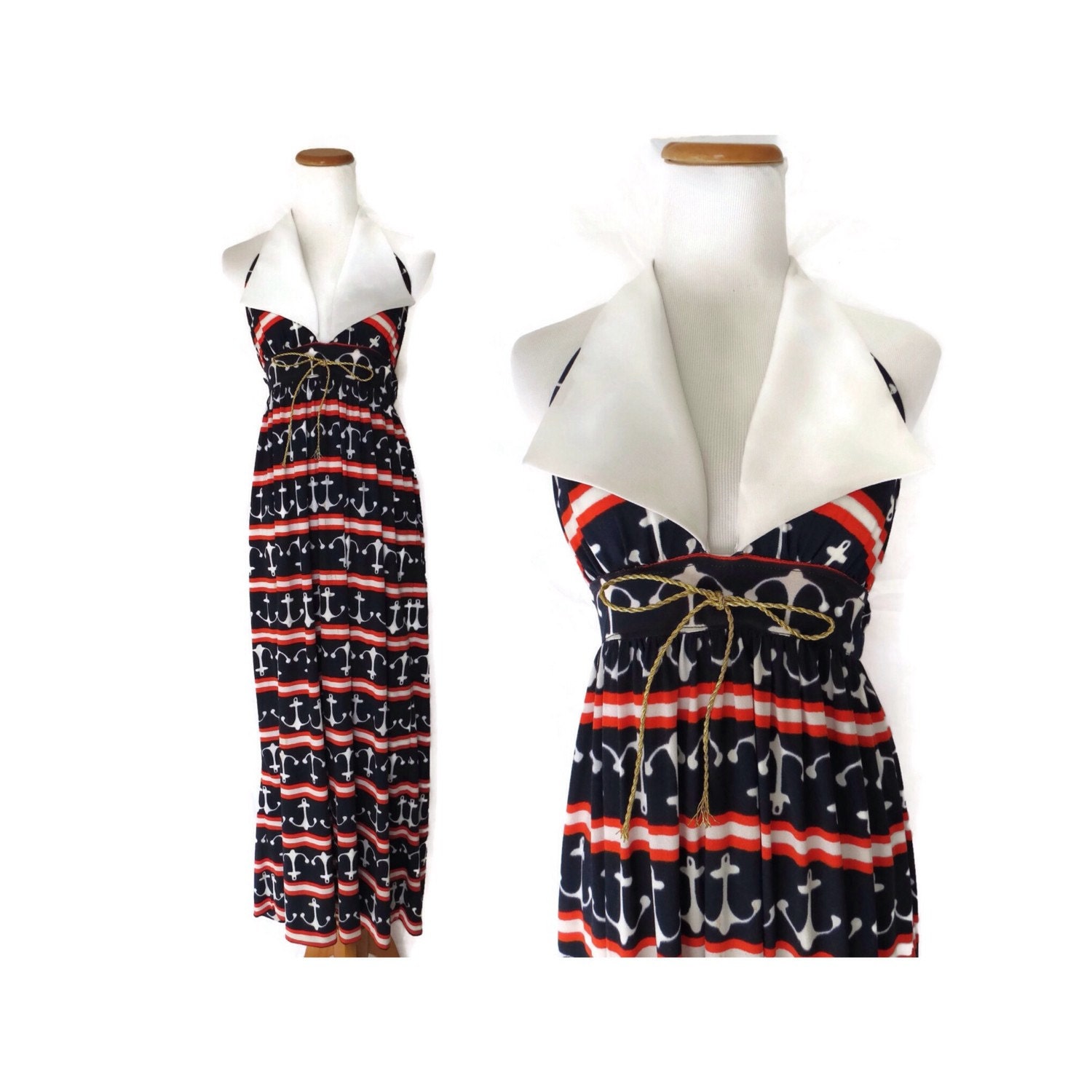 Sailor Maxi Dress // Anchor Print Dress // Mod Maxi Dress