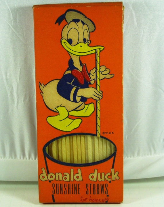 1950s Donald Duck Wax Drinking Straws in by PapasAtticTreasures