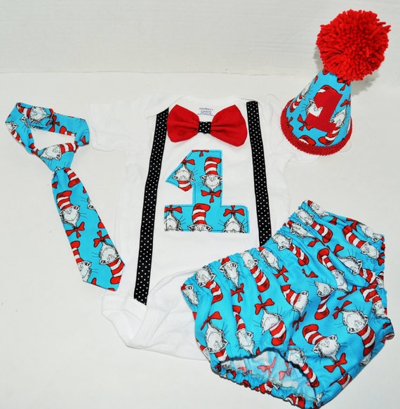 Dr Seuss cake smah outfit bithday outfit Cat in the by RYLOwear