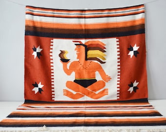 Aztec Blanket - Home Decor - Aztec Rug - Southwestern Decor - Wool Blanket - Mexican Blanket - Aztec Wall Hanging - Mexican Rug - Fall
