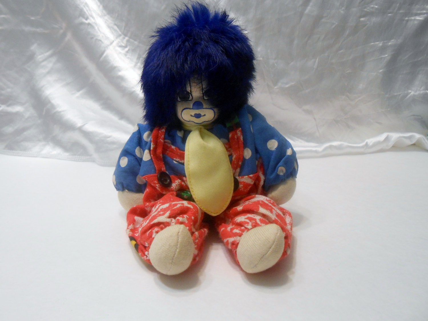 Q Tee Clown Sand Doll Handmade and hand painted with Navy