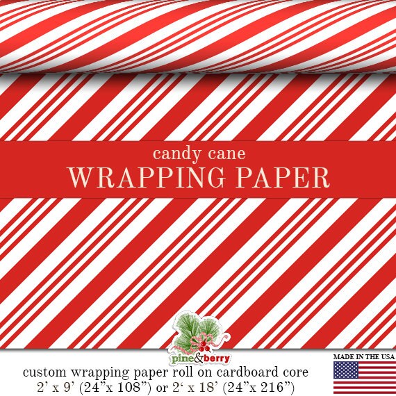 Candy Cane Stripes Christmas Gift Wrap Roll by