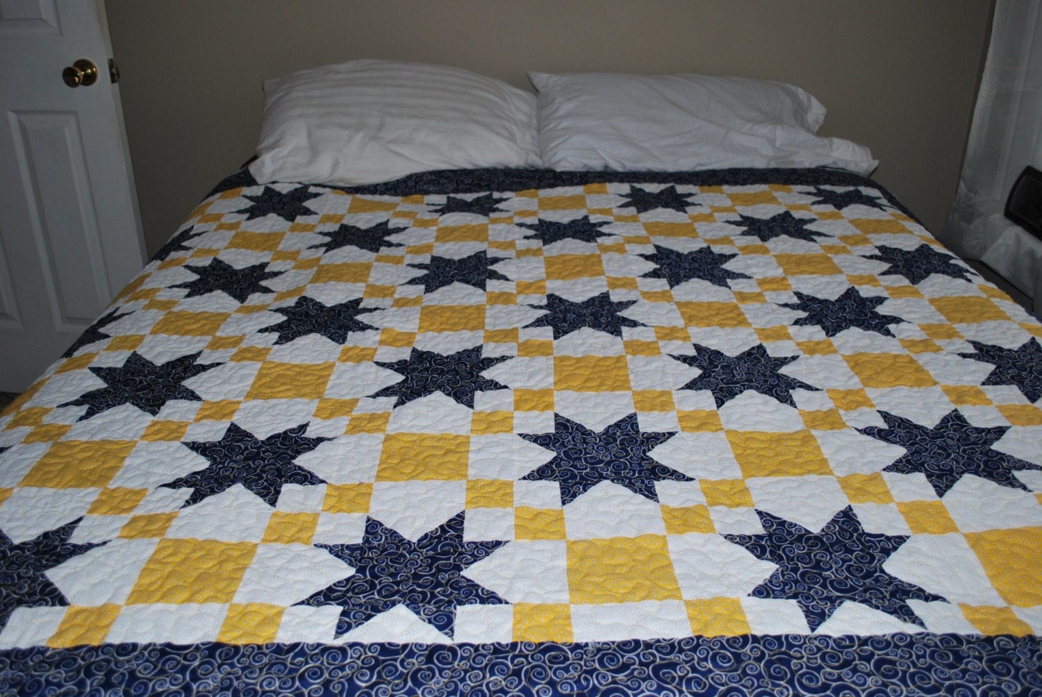 twin-full-size-navy-yellow-quilt-by-quiltsbykatlin-on-etsy