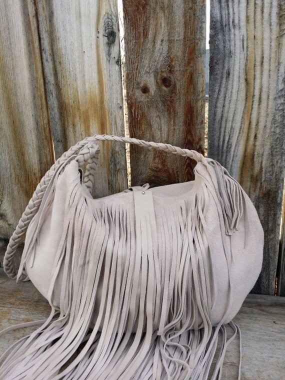 suede fringe hobo bag