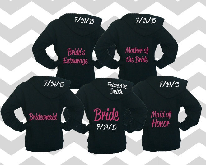 Bridesmaid hoodies 5 Bridesmaid sweatshirts with fleece