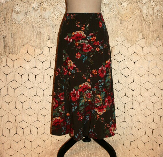 Floral Skirt 90s Vintage Floral Grunge Brown by MagpieandOtis