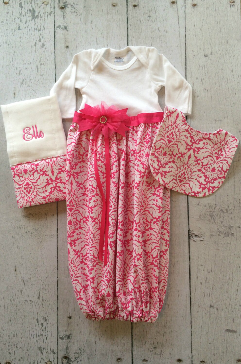 Baby Girl Onesie Dress / Sleep Gown Set/ by PreciousBabyAttire