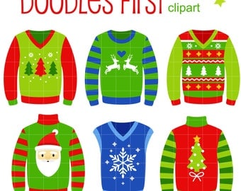 Ugly Christmas Sweaters Digital Clip Art for Scrapbooking Card Making ...