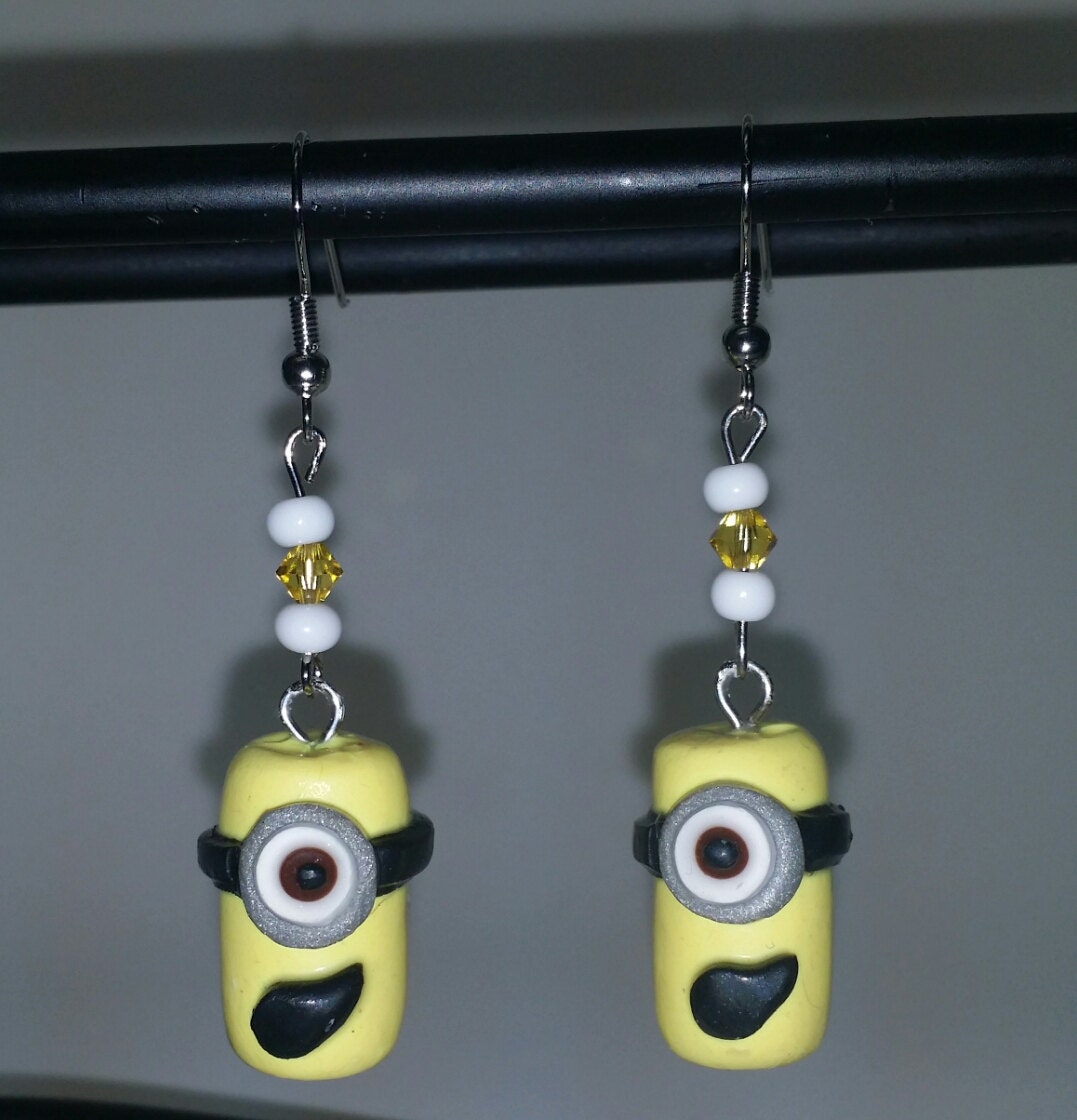 Minion Earrings by MadHouseTrinkets on Etsy