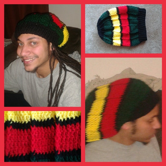 Adults Crocheted Jamaican Rasta Beanie Pattern