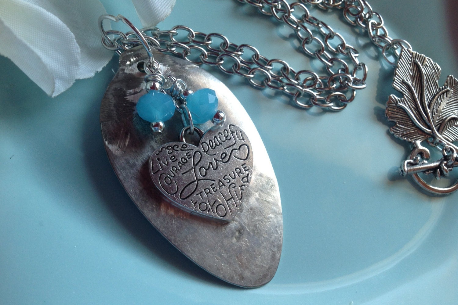 Spoon necklace spoon jewelry repurposed jewelry Swarovski